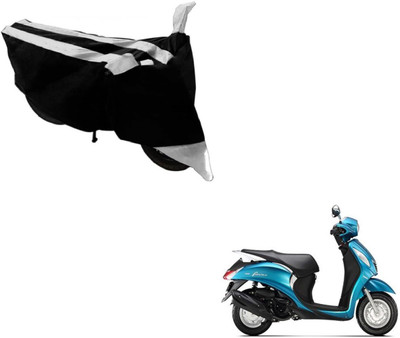 MOCKHE Two Wheeler Cover for Yamaha(Fascino, Black, Silver)