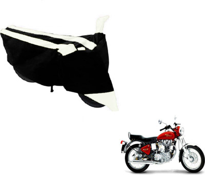MOCKHE Two Wheeler Cover for Royal Enfield(Black, White)