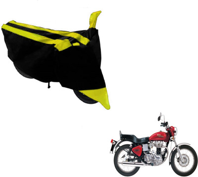NIKS Two Wheeler Cover for Royal Enfield(Black, Yellow)