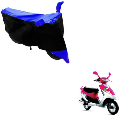 MOCKHE Two Wheeler Cover for TVS(Scooty Pep+, Black, Blue)
