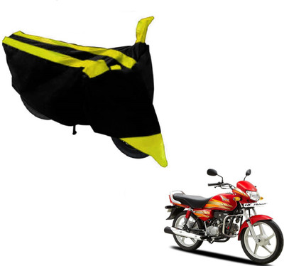 MOCKHE Two Wheeler Cover for Hero(HF Deluxe, Black, Yellow)