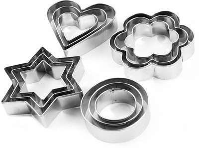 DIVINZ Cookie Cutter Stainless Steel Cookie Cutter With 4Shape, 12 Pieces Cookie Cutter(Pack of 12)