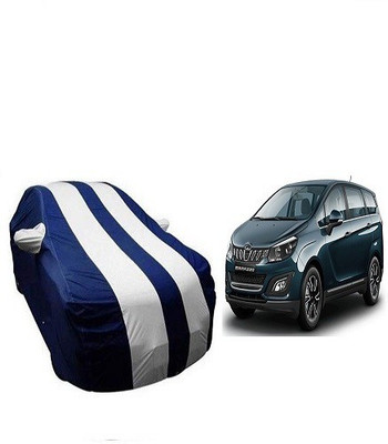 Frap Car Cover For Mahindra Marazzo (With Mirror Pockets)(White, Blue)