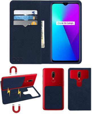 ACM Flip Cover for Oppo Realme 3i(Blue, Cases with Holder, Pack of: 1)