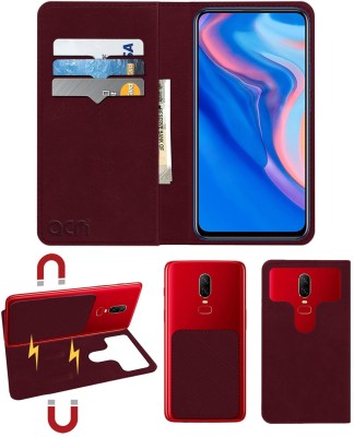 ACM Flip Cover for Huawei Y9 Prime 2019(Maroon, Cases with Holder, Pack of: 1)