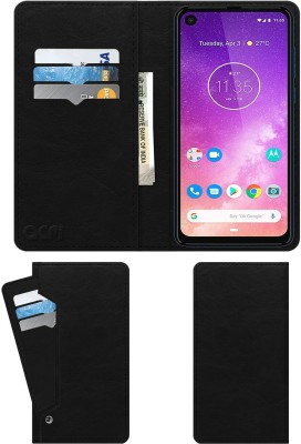 ACM Wallet Case Cover for Moto One Vision(Black, Cases with Holder, Pack of: 1)