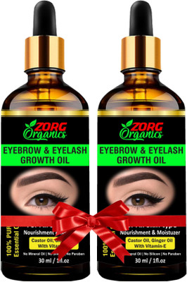 Zorg Organics Eyebrow & Eyelash Growth Oil (Pack of 2) 60 ml(Black)