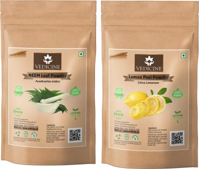 VEDICINE Pure and Organic Neem Leaf Powder and Lemon Peel Powder(200 g)