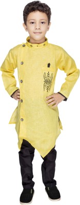 new gen Boys Festive & Party Kurta and Pyjama Set(Yellow Pack of 2)