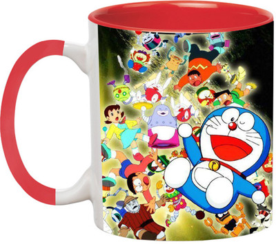 ARTBUG Doraemon Cartoon -3146-Red Ceramic Coffee Mug(350 ml)