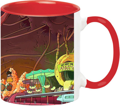 Ashvah Rick And Morty Cartoon -3408-Red Ceramic Coffee Mug(350 ml)