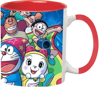 ARTBUG Doraemon Cartoon -3151-Red Ceramic Coffee Mug(350 ml)
