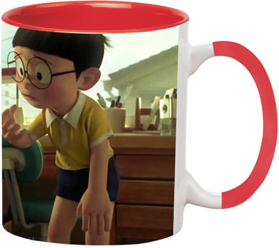 ARTBUG Doraemon Cartoon -3160-Red Ceramic Coffee Mug(350 ml)