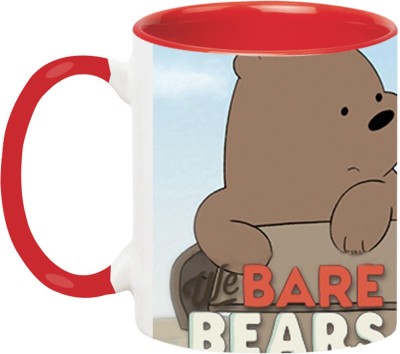 ARTBUG We Bare Bears Cartoon - 3467-Red Ceramic Coffee Mug(350 ml)