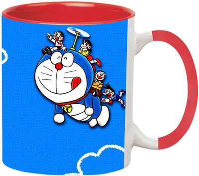 ARTBUG Doraemon Cartoon -3152-Red Ceramic Coffee Mug(350 ml)