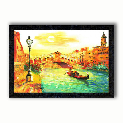 Poster N Frames UV Textured Decorative Art Print of Hand Painting landscape Digital Reprint 14 inch x 20 inch Painting(With Frame)