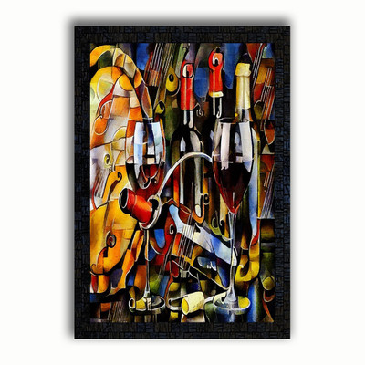 Poster N Frames UV Textured Decorative Art Print of Modern Artistic with wooden synthetic frame Digital Reprint 20 inch x 14 inch Painting(With Frame)