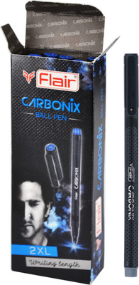 FLAIR Carbonix 0.7 mm Ball Pen Box Pack | Liquid Ink, Smart Grip With Extra Smooth Ball Pen(Pack of 10, Ink Color - Blue)