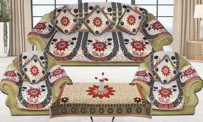Multitex Cotton 3+1+1 Seater Sofa Floral Cover(Pack of 18 Multicolor)