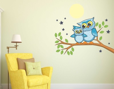 fuzzy 80 cm owl Self Adhesive Sticker(Pack of 1)