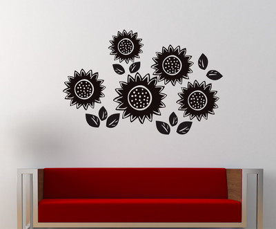 fuzzy 70 cm Sunflower Self Adhesive Sticker(Pack of 1)
