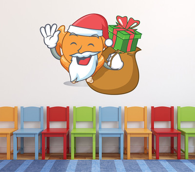 fuzzy 60 cm Santa Claus Self Adhesive Sticker(Pack of 1)