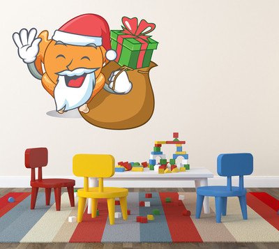 fuzzy 40 cm Santa Claus Self Adhesive Sticker(Pack of 1)