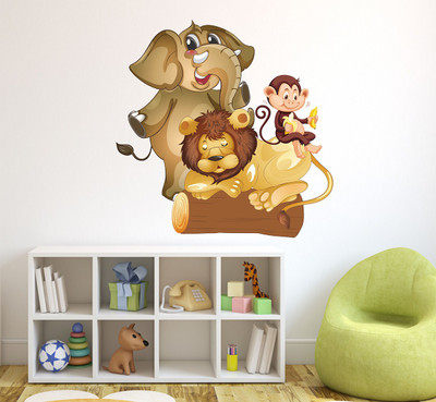 fuzzy 60 cm animals Self Adhesive Sticker(Pack of 1)