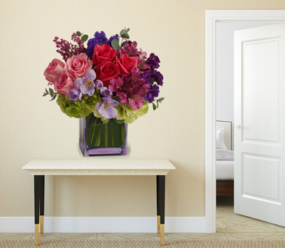 fuzzy 50 cm Flowers Self Adhesive Sticker(Pack of 1)