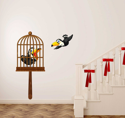 fuzzy 80 cm birds Self Adhesive Sticker(Pack of 1)