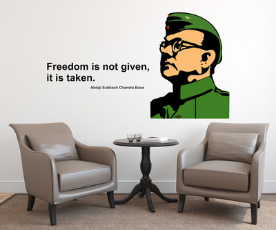 WALLDECORS 76.2 cm QUOTE WITH NETAJI STICKER Self Adhesive Sticker(Pack of 1)