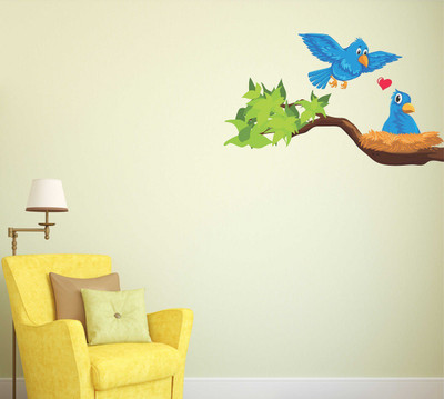 fuzzy 80 cm birds Self Adhesive Sticker(Pack of 1)