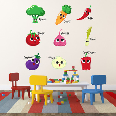 fuzzy 75 cm Vegetables Self Adhesive Sticker(Pack of 1)