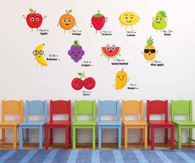 fuzzy 50 cm Fruits Self Adhesive Sticker(Pack of 1)