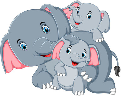 Wollzo 50 cm Cute Elephant Removable Sticker(Pack of 1)