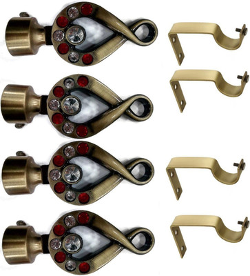 Rishikansh Gold Curtain Knobs, Rod Rail Bracket, Curtain Hooks, Cord Pull Metal(Pack of 8)