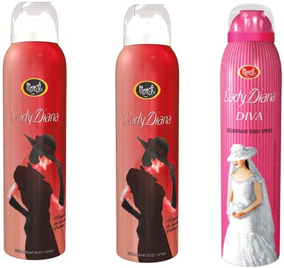 MONET Lady Diva And Lady Diana Body Spray  -  For Men & Women(450 ml, Pack of 3)