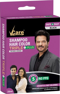 Vcare Shampoo Hair Color, Black, 25 ml, (Pack Of 5) , Black