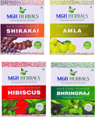 MGH Herbals Organic Shikakai, Amla, Bhringraj and Hibiscus Powder Combo Pack(400 g)