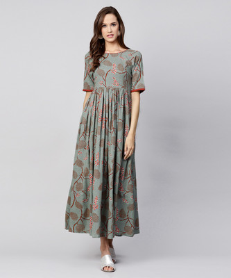 Nayo Women Maxi Green Full Length Dress