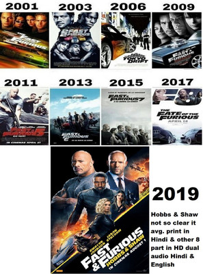Fast and Furious Fast & Furious : Hobbs & Shaw in Hindi & English dual audio it's burn data DVD play only in computer or laptop it's not original without poster(DVD Hindi)