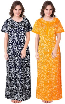 JWF Women Nighty(Black, Yellow)