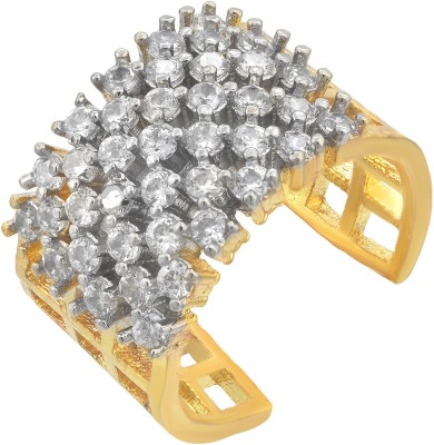 MissMister Gold Plated Diamond look White CZ finger cuff finger ring Women Brass Cubic Zirconia Gold Plated Ring
