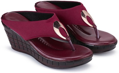 Rimboll Women Wedges(Maroon , 8)