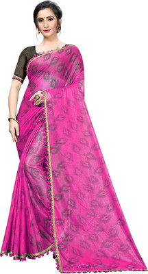 Exclusive Designer Printed Daily Wear Lycra Blend Saree(Pink)