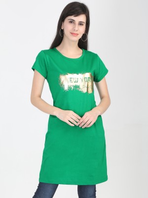 Fleximaa Casual Regular Sleeve Printed Women Green Top