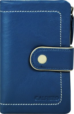 Calfnero Women Blue Genuine Leather Wallet(10 Card Slots)