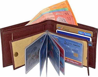IBEX Men Brown Artificial Leather Wallet(10 Card Slots)