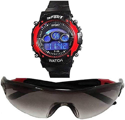 Pass Pass Watch & Sunglass Combo(Red)