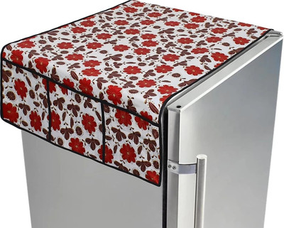 KingMatters Refrigerator  Cover(Width: 57 cm, White, Red)